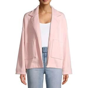 Time & Tru Open Coatigan Shacket Size Large Pink Oversized Pockets